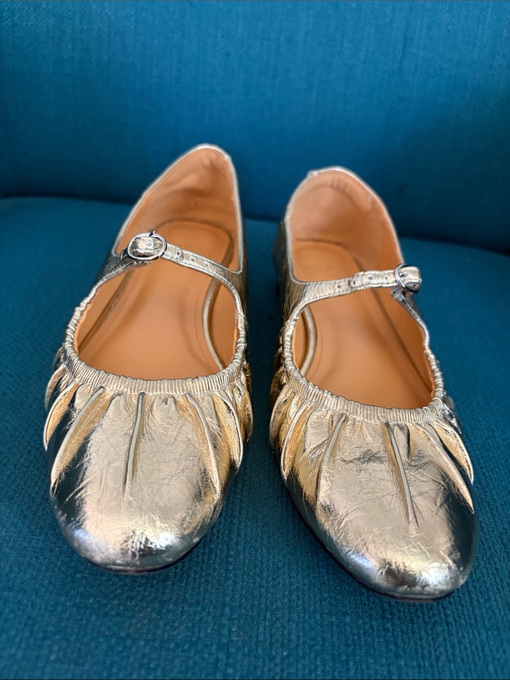 Boutique Metallic Gold Leather Mary Janes